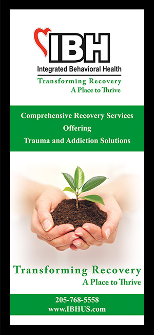 Integrated Behavioral Health Recovery Services Rack Card.