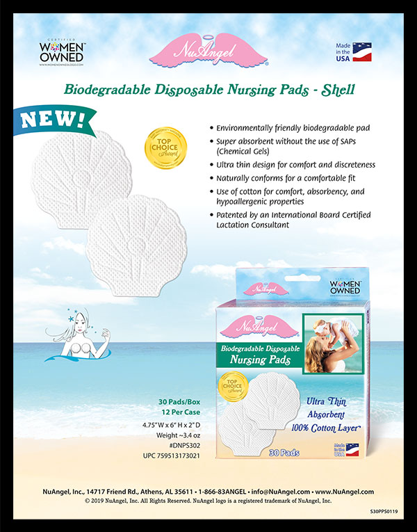 NuAngel Shell Nursing Pad Product Sheet Design.