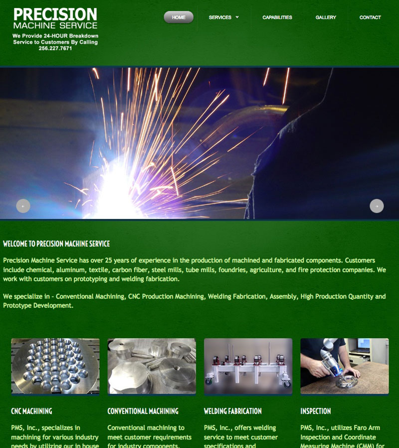 Precision Machinery Website Design by Empty Tomb Graphics.